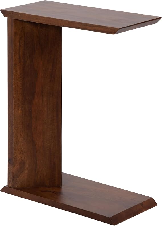Kate and Laurel Thaxter Modern Mango Wood C-Table, 20 x 10 x 28, Walnut Brown, Transitional Wooden C-Shaped Table for Use as Bedroom Nightstand or Living Room Decor