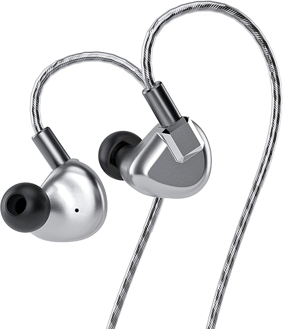 Letshuoer S12 in-Ear Headphones 14.8mm Planar Magnetic Driver Wired in-Ear HiFi Earphones for Smartphones/PC/Tablet (3.5mm Connector, Silver)