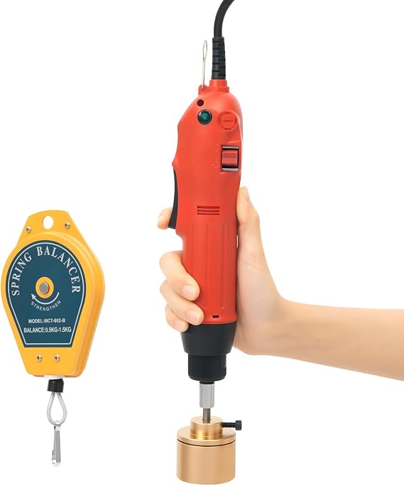 Handheld Electric Capping Machine - Screwing Sealing Tool for 10-30mm Round Plastic Bottles, Red