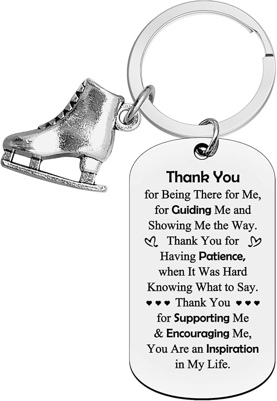 Ximalun Skating Coach Gifts Keyring Ice Skate Coach Appreciation Gift Figure Skater Gift Figure Skating Coach Christmas Birthday Leaving Retirement Gift Thank You Gift for Skating Coach