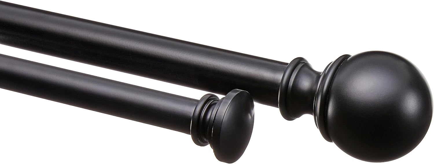 Amazon Basics 1.6 cm Curtain Rod with Round Finials