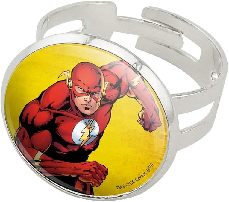 GRAPHICS & MORE The Flash Character Silver Plated Adjustable Novelty Ring