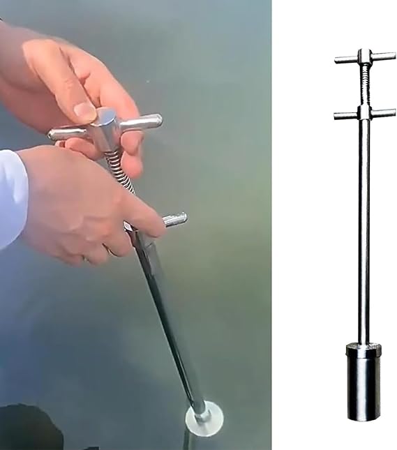 Vibeo 304 Stainless Steel Water Sampler Dipper, 100ML/ 200ML Water Sampling Cup, Viscous Liquid Sample Collection Rod for Environmental Monitoring(200ml,100cm(3.3ft))