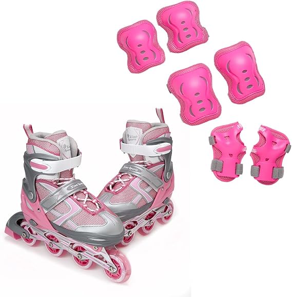 Rose Inline Skates (M) + Pink Protective Gear Bundle