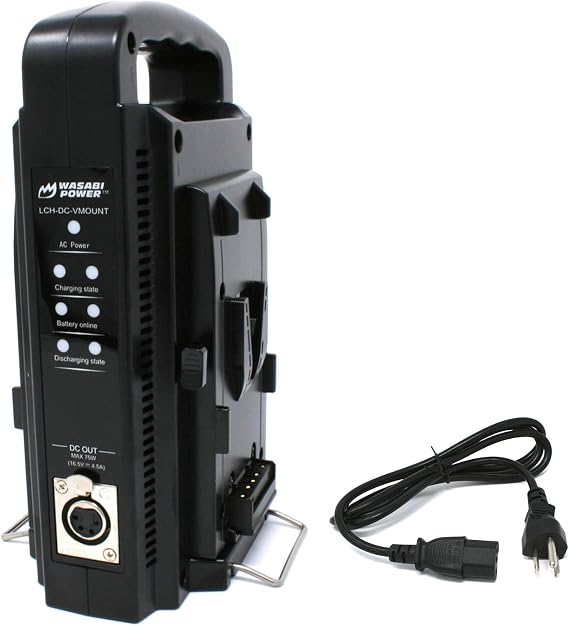 Wasabi Power Dual Charger for V-Mount/V Lock Battery Charger with DC 16.8V Power Supply Output Compatible with Any V-Mount Brick (Battery Not Included)