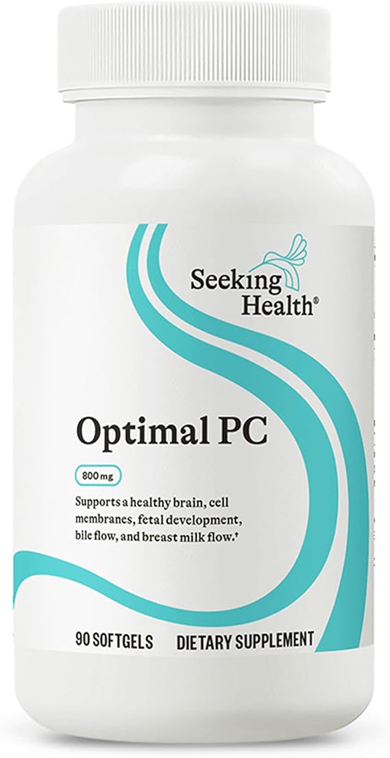 Seeking Health Optimal PC - Support Brain & Liver Health with Choline - Energy Support Supplement with Sunflower Lecithin - 800 mcg, 90 Softgels