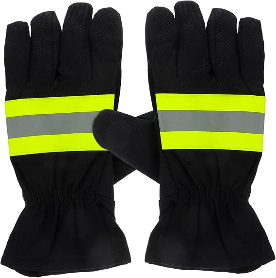 HOMSFOU 1pair Fireproof Gloves for Men Firefighter Work Gloves Heat Resistant Safety Firefighting Equipment
