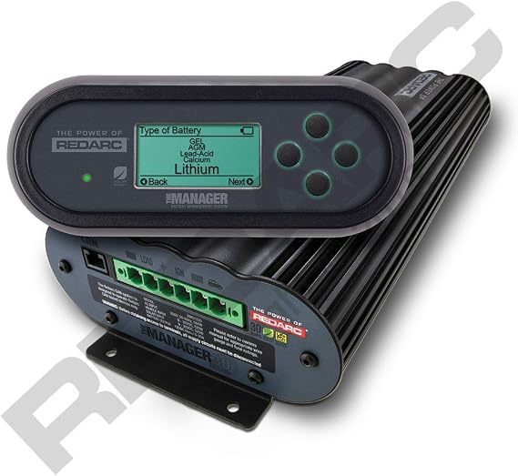 REDARC Manager30 30A Battery Management System, 12V DC to DC Charger with AC and Solar Input, MPPT Regulator, for Lithium, AGM, Gel, Calcium, Lead Acid Batteries, Smart Power for RV, Camper