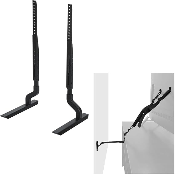 ECHOGEAR Universal Replacement TV Stand & Safety Strap - Angled Feet TV Stand Provide Extra Stability for OLED & QLED - Anit-Tip Strap Safetly Secures Big Screens to Drywall or Furniture
