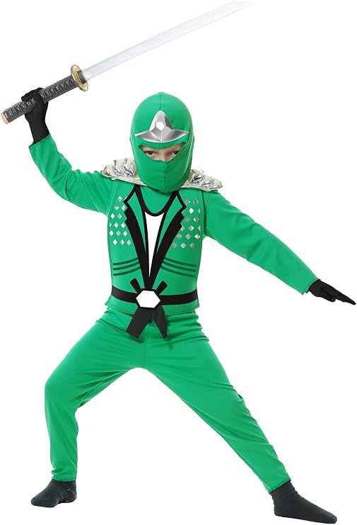 Charades Ninja Avenger Series II with Armor Child's Costume, X-Large Jade