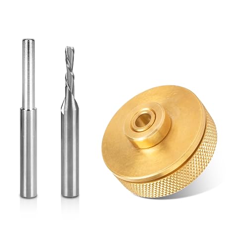 71333 Inlay Router Bit Bushing Set for 1/4 Templates High RPM Routing, Includes 1/8" Carbide Spiral Bit + 1/4 Shank - Universal Quick Change Bushing, Retainer Nut, Collar, Alignment Pin