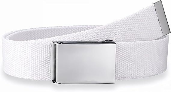 WedDecor Canvas Tactical Belt with Shiny Metal Buckle - Unisex Adjustable Fabric Belt for Men, Women, Sports & Outdoor Fashion Accessories