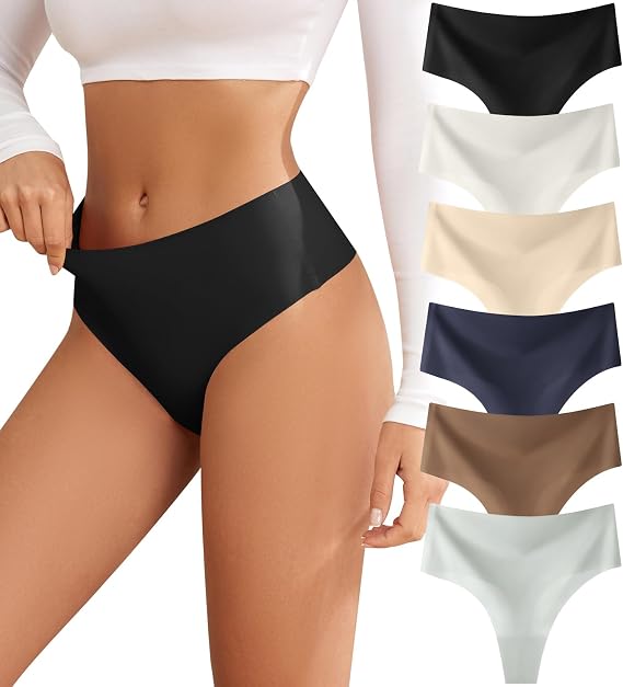 oshkang Thongs for Womens High Waisted Seamless No Show Underwear 6 Pack