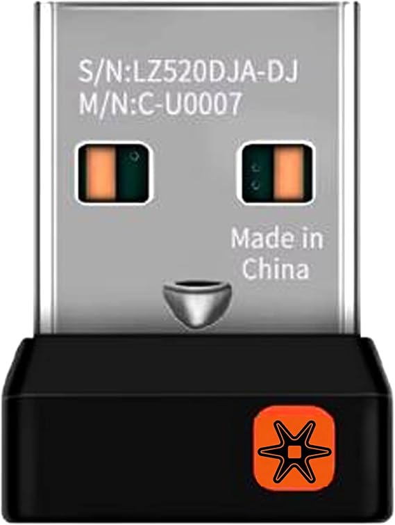 C-U0008 Unifying Receiver for Mouse and Keyboard Works with Any Logitech Product that Display The Unifying Logo (Orange Star, Connects up to 6 Devices) (C-U0007 C-U0008)