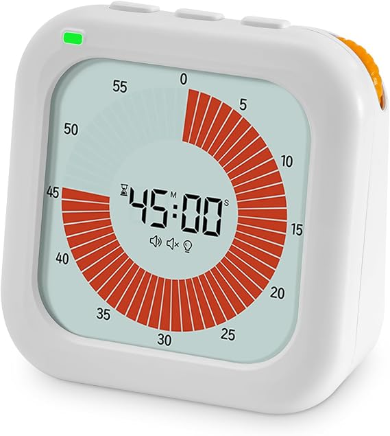Children's Visual Timer 60 Min Digital Clock with Light and Sound Reminder