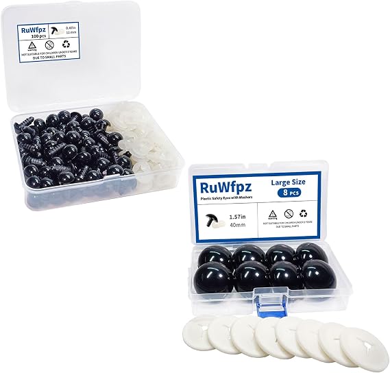 RuWfpz 12/ 40mm Black Large Safety Eyes for Crocheting