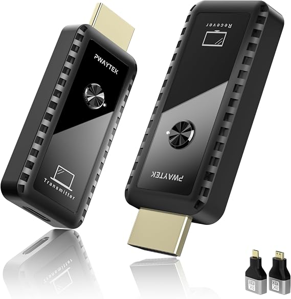 Wireless HDMI Transmitter and Receiver 328ft/100M, Wireless HDMI Extender Kit, Plug & Play, 4K Decode Support 2.4/5G for Streaming Video and Audio to Monitor from Laptop/Pc/Tv Box, Black