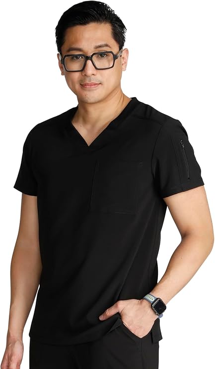 Cherokee Journey Men's V-Neck Scrub Top 2 Pockets Relaxed Fit