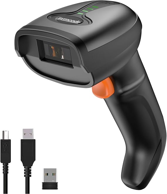 Bluetooth Barcode Scanner Versatile 3-in-1 (2.4Ghz Bluetooth6.0 Wireless+USB 2.0 Wired) Rechargeable symcode 1D Laser Barcode Reader USB Handheld Bar Code Scanner Wireless Barcode Reader