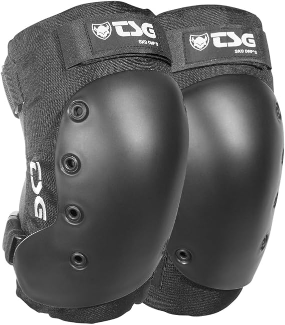 TSG Kneepad SK8 DHP Protective Pads, Hardshell, EVA Foam, PE Knee Cap, Pre Shaped, Horseshoe, Open Back, Tear Resistant Nylon, Neoprene Butterfly Straps, Swiss Design, Black