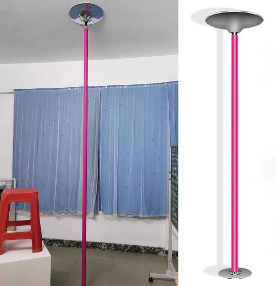 Spinning & Static Portable Dance Pole for Home - Free Standing Silicone Stripper Fitness Pole Kit, Adjustable Height 2.3-3m