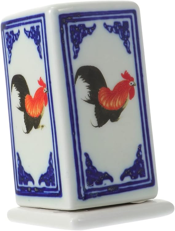 Ceramic Toothpick Holder with Rooster Design Practical Toothpick Storage for Home and Kitchen Ceramic Dispenser Unique Decorative Organizer Blue