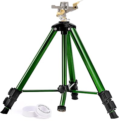 Keten Impact Sprinkler on Tripod Base, Tripod Sprinklers with 360 Degree Large Area Coverage, Extra Tall Heavy Duty Water Sprinklers for YardLawnGarden