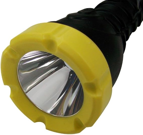 Dorcy 180-Lumen Weatherproof Rubber LED Flashlight with Non-Slip Grip and Sealed Push Button, Assorted Colors (41-2968),Medium , Black