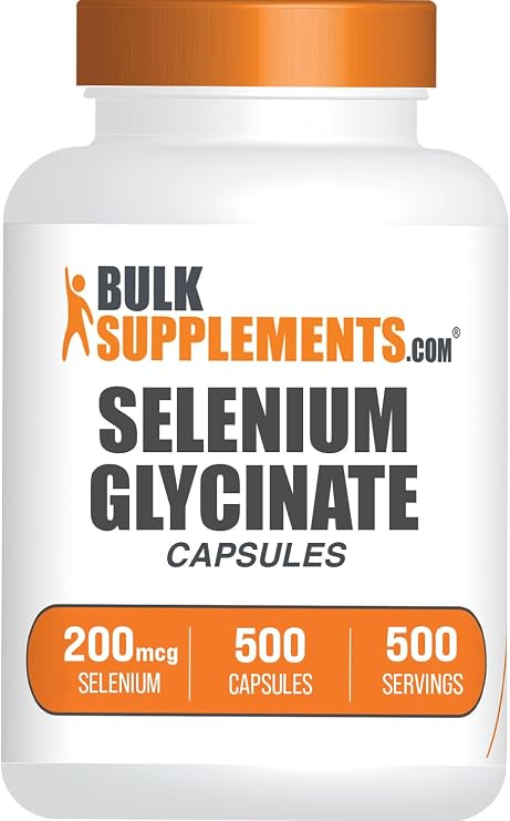 Selenium Glycinate Capsules - Selenium Supplement, Selenium 200mcg Capsules - Essential Trace Mineral, Gluten Free, 1 Capsule per Serving, 500 Count (Pack of 1)