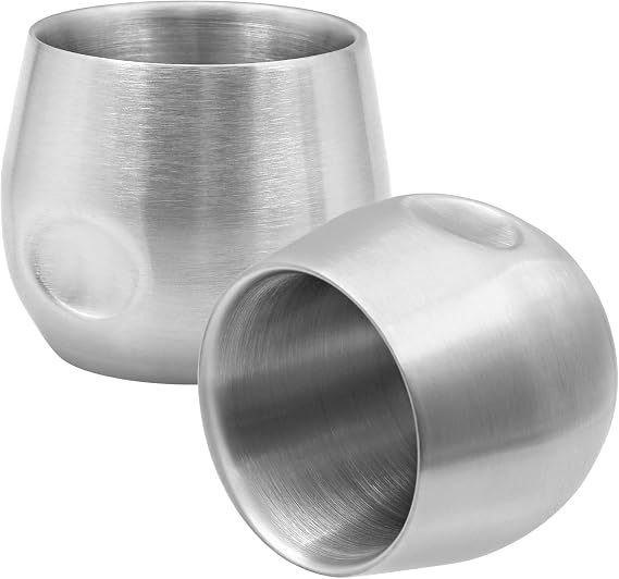 2 Pcs Stainless Steel Espresso Cups, 200ml, Silver