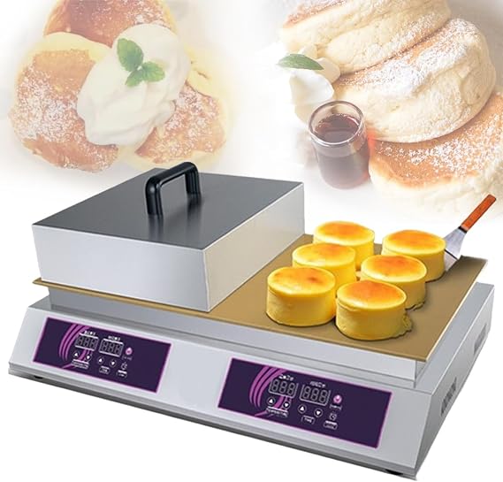 Commercial Pancake & Waffle Maker, Electric Souffle Pastry Machine, Non-Stick Dorayaki Baker,1300W/2600W, for Home & Restaurant Use (Doublehead)