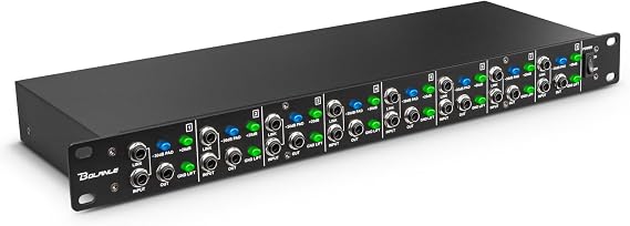 Bolanle DI8000 Pro 8-Channel Direct Active DI Box, TRS to XLR Rackmount