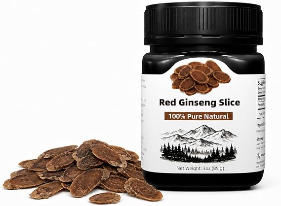 8-Year Red Ginseng Slices, Panax Ginseng Root Tea, 3 oz