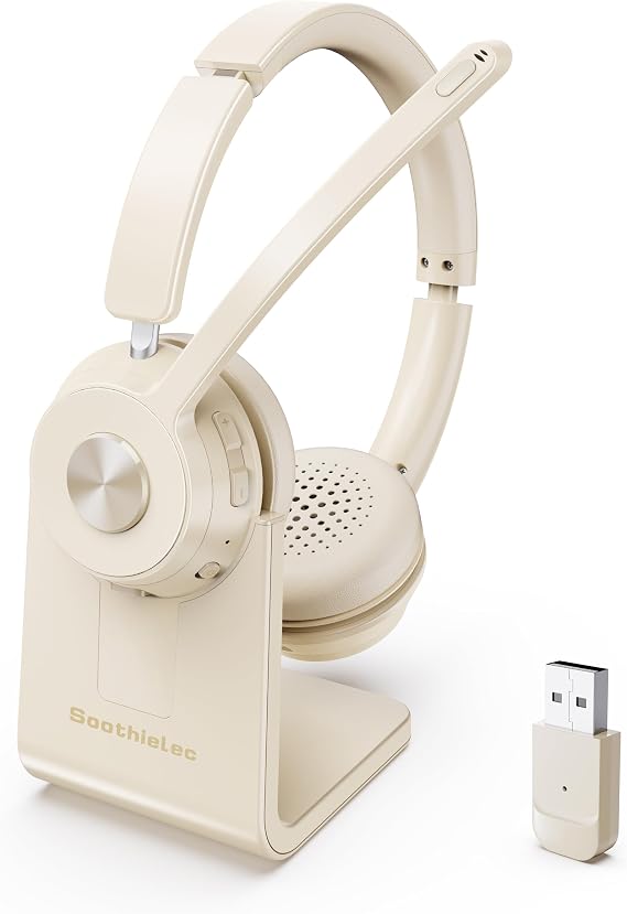 Wireless Headset with Mic for Work, Bluetooth Headset with Noise Cancelling
