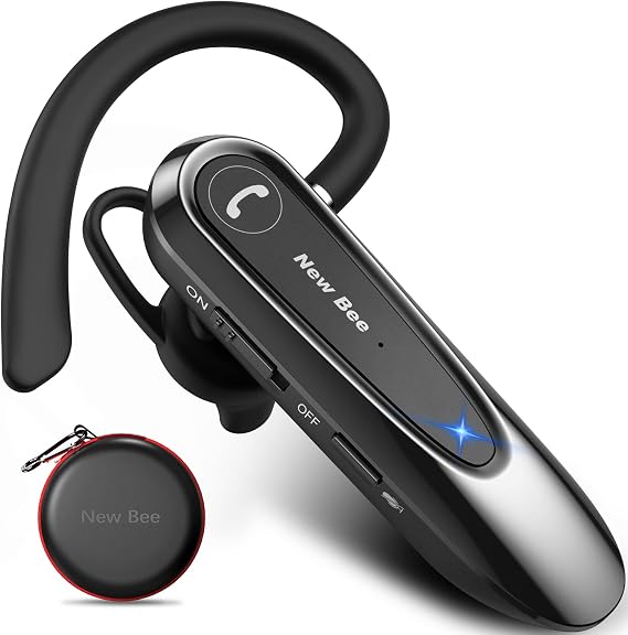 New Bee Bluetooth Headset Wireless Hands-Free Phone 20H Talk Time