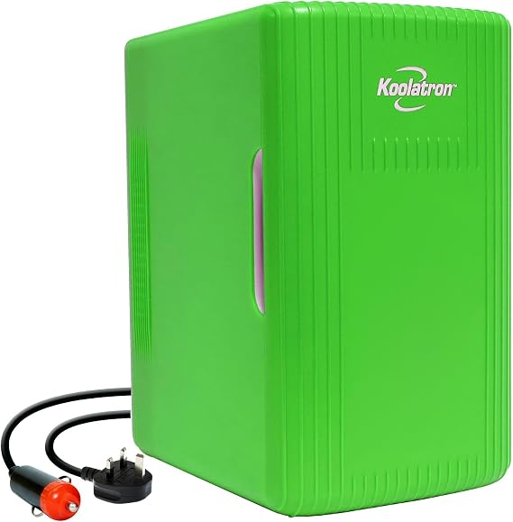Koolatron Retro Mini Fridge For Bedrooms 12V Portable Cooler Warmer Refrigerator 6L Small 8 Can Table Top Quiet Mini Fridges For Food Drinks Skincare Kids Travel Home Car Green