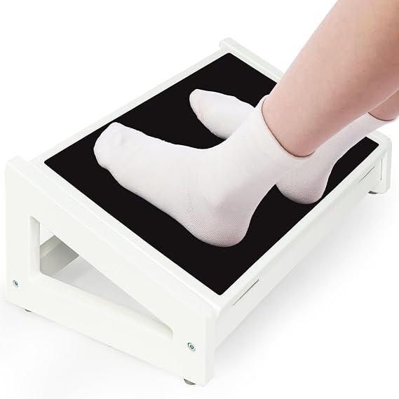 Foot Rest for Under Desk at Work, 3 Heights Adjustable Footrest with Silicone Surface, 2in1 Foot Stool Improve Posture, Reduce Fatigue & Pain, Ideal for Home/Office/Gaming(White)