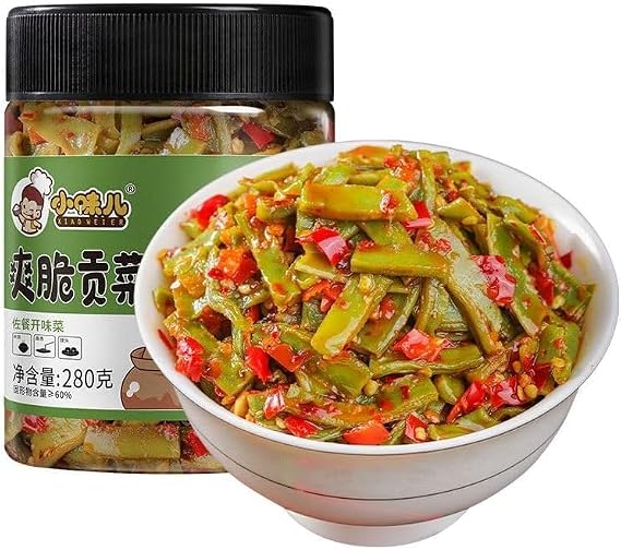 Spicy Chili Gongcai, Chinese Homemade Pickles, Crispy Cucumber Shreds, Hot&Spicy Color-Pepper Chili Sauce, Crispy Breakfast Side Dishes, Pickled Vegetables, Mixed Noodles Sauce (Chili Gongcai,1 can)