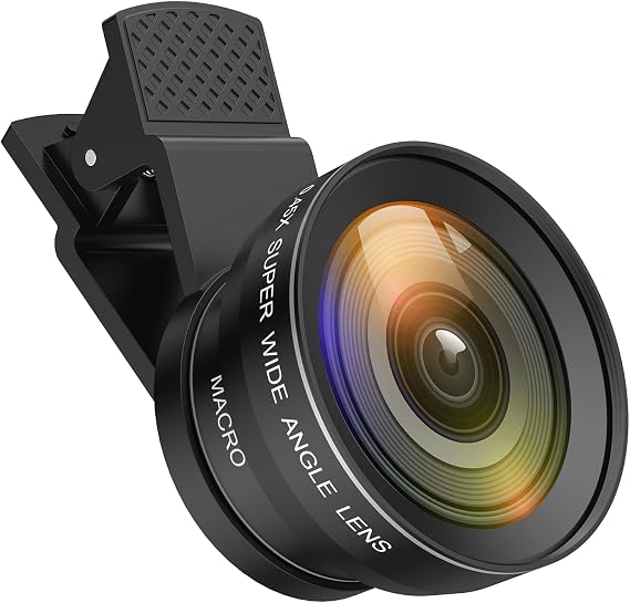 AMIR Phone Camera Lens, 0.45X Wide Angle & 12.5X Macro Lens, 2-in-1 Clip-On