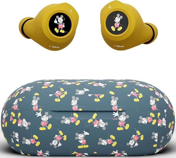 Disney Mickey Mouse Bluetooth Earbuds with Charging Case- Bluetooth Wireless Headset with Built-in Mic and 30 Hours of Playtime- Disneyland Essentials and Disney Gifts for Women and Men of All Ages