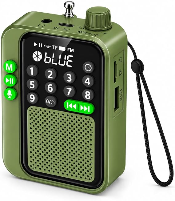C9 Bluetooth Şarjlı Radyo USB & TF Kart Okuyucu Deprem Çantasına Uygun FM Radyo, Haki