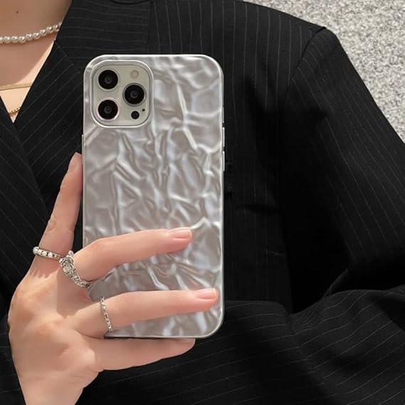 for iPhone 14 13 12 Pro Max Mini XR X XS Max 7 8 6 6s Plus Phone Case Silver Tin Foil Tinfoil Luxury Fashion Bling Glitter Cover,YagaungSilver,for iPhone 7