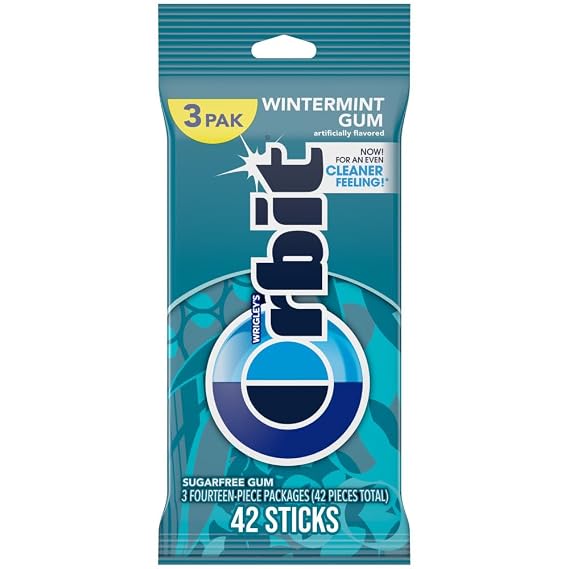 ORBIT Gum Sugar Free Chewing Gum, Wintermint Flavor, 3 Packs, 42 Pieces
