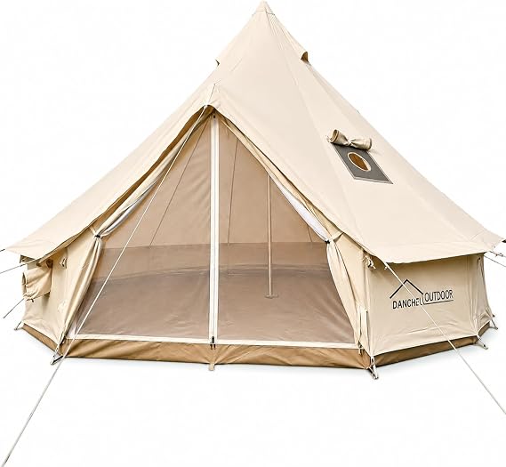 DANCHEL OUTDOOR B5PRO Canvas Bell Tent with Stove Jack 13ft/16.4ft/20ft