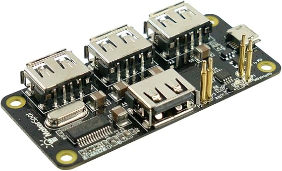 4-Port Stackable USB Hub HAT for Raspberry Pi Zero V1.3 (with Camera Connector) and Pi Zero W /2W (with Bluetooth & WiFi)
