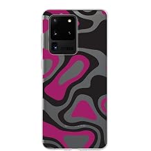 PrintiFy Samsung Galaxy S20 Ultra ile Uyumlu Kapak Renkli Desen D Siyah Tasarımlı 1mm Fit Şeffaf Silikon Kılıf