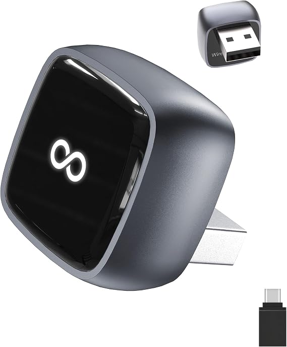 CarPlayワイヤレスアダプター、CarPlay+Android Auto対応、コンパクトで安定したワイヤレスCarPlayアダプター、Apple iOS 10+および2016年以降に製造された有線CarPlay搭載車と互換性があります。