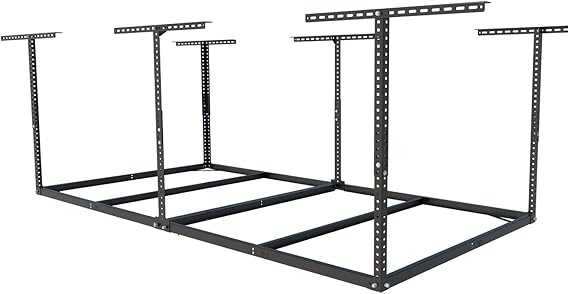 FLEXIMOUNTS 4x8 Overhead Garage Storage Rack, Without Decking, Black