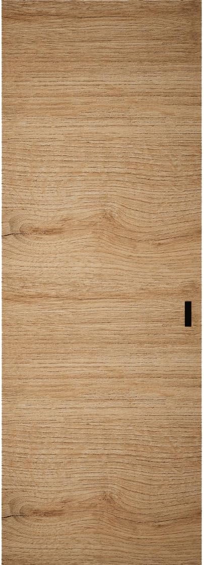 SARTODOORS Hidden Barn Door 28 x 84 inches | Planum 0010 Split Wood/Black Rail | Concealed Sliding Barn Door | Wood | Bedroom Office