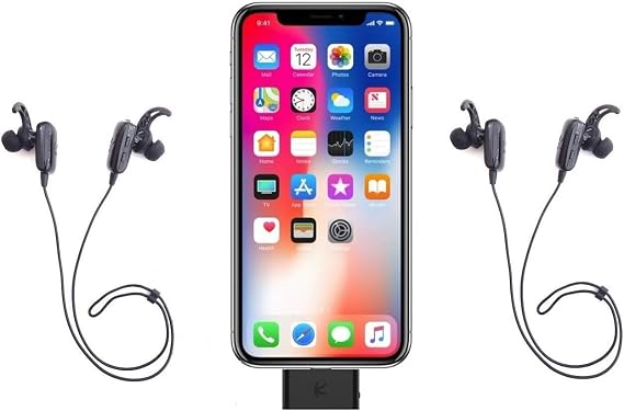 i10L_Pro_plus_2MarathonS: DIGITAL i10L_Pro Bluetooth Splitter Transmitter for iPhone,iPad,iPod Touch with Lightning Connector PLUS 2 Tiny MarathonS FastStream/aptX/SBC Bluetooth Stereo Headsets